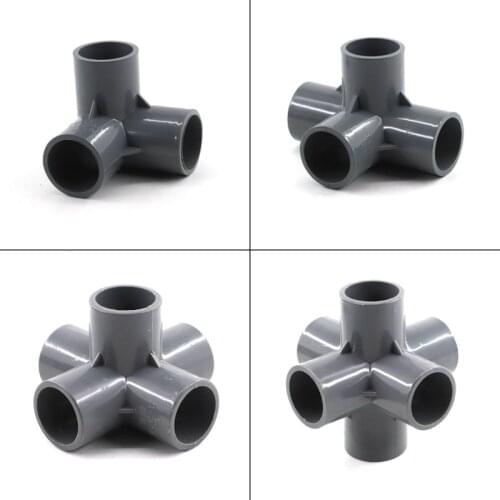 Inner Dia. 20mm Gray Solid PVC Pipe Connectors Greenhouse Watering Main Pipe Joints Fittings 3 4 5 6 Ways Stereo Joints
