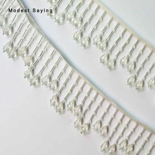 10 Yards Ivory 6cm Crystal Fringe Trim Ribbon Sewing Beaded Tassel Fringe Trimming Latin Dress Drama Evening Garment Accessories
