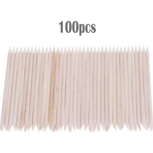 100pcs Nail Art Cuticle Pusher Remover Nail Art Design Orange Wood Stick Sticks Cuticle Pusher Died Skin Remover Manicure Tool