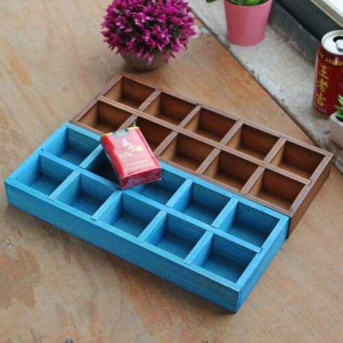 Wooden Boxes Planting Box Plant Tray Wooden Storage Cabinet Nine Lattice Grocery Desktop Storage Box