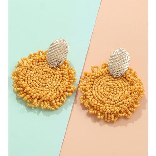 2021 Trend Cute Handmade Yellow Bead Earrings for Women Jewelry Girl Long Hanging Dangle Earring High-quality Natural Decoration