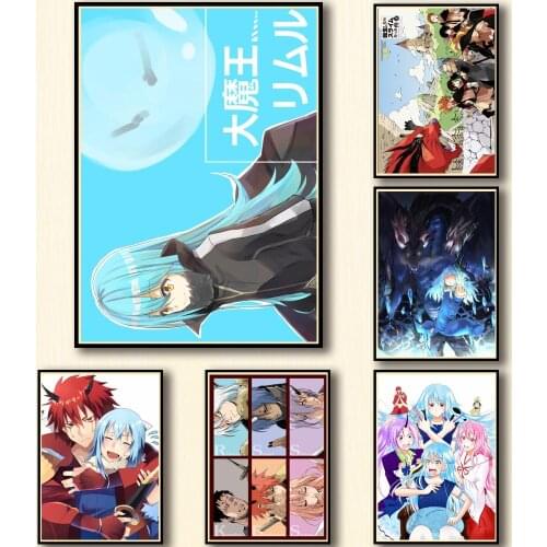 50 Designs That Time I Got Reincarnated As A Slime Whitepaper Poster HomeDecal Painting Wall Sticker for Coffee House Bar