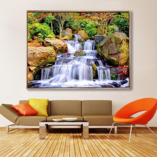 5D DIY Diamond Painting scenery Waterfall Full Square/Round Drill Diamond Embroidery Mosaic Rhinestone Cross Stitch Decor Gift