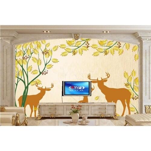 Custom 3D large mural papel de parede,Elegant deer family wallpaper,living room sofa TV wall bedroom wallpaper for walls 3 d