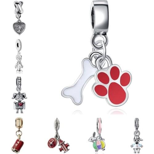 Btuamb European Baby Boy & Girl Cute Rabbit Love Heart Key Pendant Beads Fit Pandora Charm DIY Bracelets Jewelry Femme Berloque