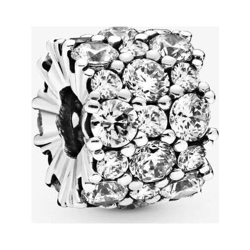 100% Real 925 Sterling Silver Clear Sparkling Charm Beads Fits Original Pandora Bracelet Women DIY Jewelry Making Bijoux Femme