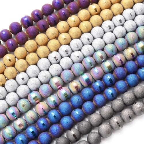 6 Colors Crystal Plating Beads Round Loose Spacer Bead for Jewelry Making DIY Bracelet Necklace Earrings Accessories 8/10mm