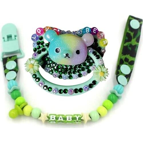 Handmade Adult Pacifier Adult Baby Pacifier Clip Chain Personalized Dummy Holder For Nipples Clips Silicone Teething Beads