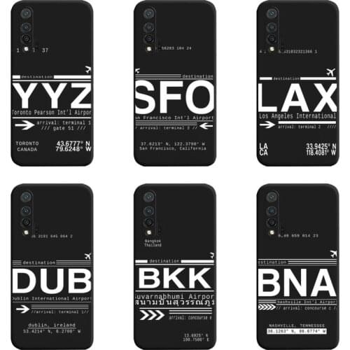 World City travel Tickets International Airport Call Letters Phone Case For Huawei Nova 6se 7 7pro 7se honor 7A 8A 7C 9C Play