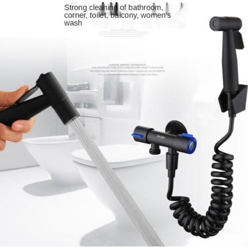 Black Toilet Cleaning Spray Gun Accessory Copper Supercharged Flushing Tap Toilet Mop Pool Health Faucet