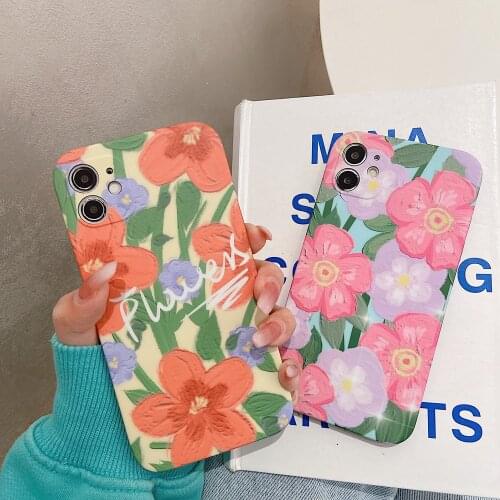 Tobebest Floral Phone Case for iphone 12 11 pro max X XS XR 7 8 Plus 12mini ins Popular Soft IMD Cover Gift for Woman Girl
