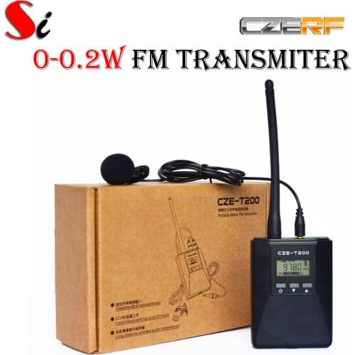 CZERF 0-0.2W Portable FM Transmitter CZE-T200 radio broadcast Stereo/Mono Power adjustable for Meeting/Tourism/Church/School