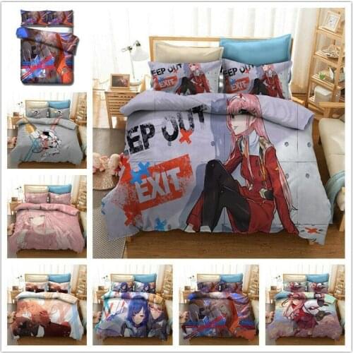 DARLING in FRANXX Bedding Set 2/3Pcs Duvet Cover & Pillowcase(s) 3D Printed Quilt Cover Home Textile Gift