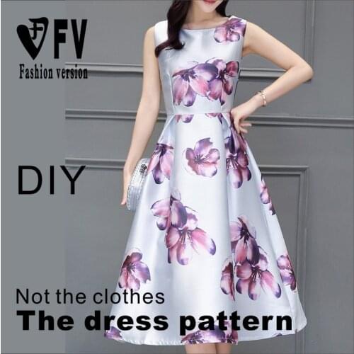 Long skirt pattern womens sleeveless big round neck dress pattern clothing cutting design drawings BLQ-319