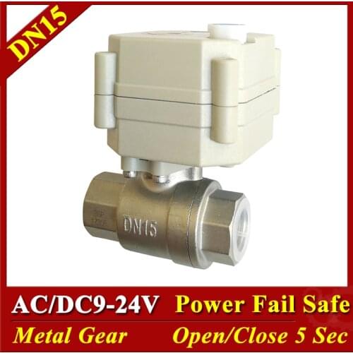 Tsai Fan electric valve 1/2'' SS304 2 way AC/DC9-24V motorized valve 2/5 wires with indicator for drinking water equipment