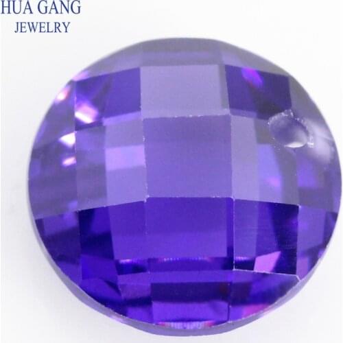 Single Hole Violet AAAAA Round Brilliant Double Checkerboard Cubic Zirconia Stone For DIY Jewelry Making 3~14mm High Quality CZ