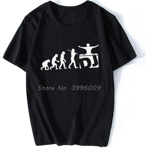DJ Evolution Funny Music Mixing Djing Disk Jockey Turntable T Shirt Mens Graphic Custom Short Sleeves Cotton Black Tees