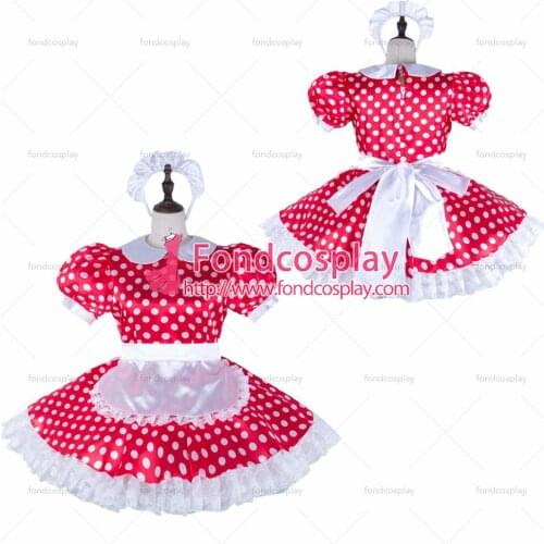 Sissy maid satin dress lockable Uniform cosplay costume Tailor-made[G2306]
