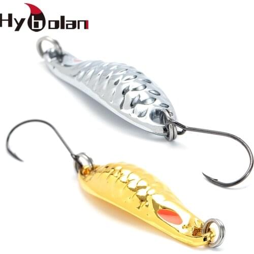 HYBOLAN Fly Fishing Mini Metal Lure Hard Bait Single Hook 1.5g 2.5g 3.5g 5g Wobbler spinner Artificial Bait Spoon Stream Trout
