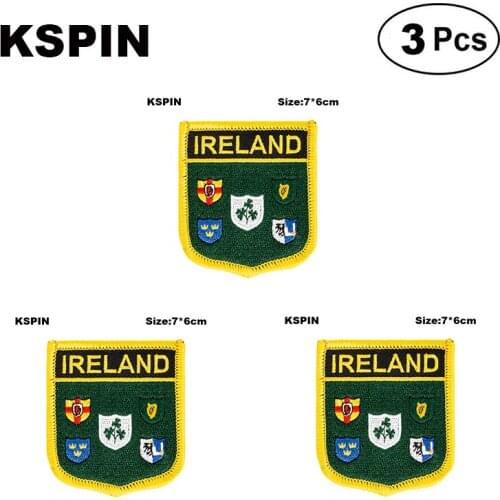 Ireland 3 Shiled Shape Flag Patches National Flag Patches For Cothing DIY Decoration