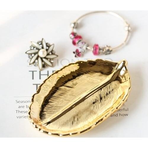 Ceramic gold leaf jewelry plate / small objects to accommodate mini pallets Decoration porcelain plated with gold storage tray