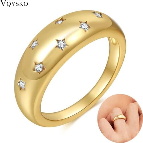 Fashion Star Crystal Finger Rings For Women Bridal Wedding Party Gold Color Copper Promise Female Jewelry Gift Anillos