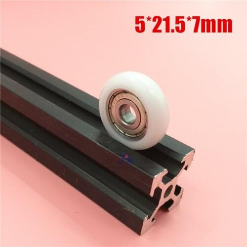 21.5x5x7mm 5*21.5*7mm Delrin R style V wheel kit nylon plastic wheel with 625 bearing black for 2020 aluminum Kossel 3D printer