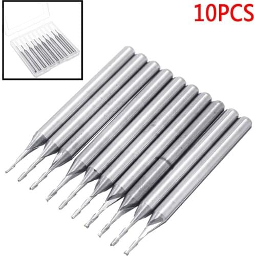 10pcs 2-Flutes Carbide End Mills 3.175mm Flat Nose End Mills Router Bit For Woodworking Tool