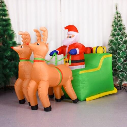 Cute Christmas Inflatable Santa Claus Reindeer Decorations with LED Lights for Xmas Yard Lawn Outdoor Garden Decoration