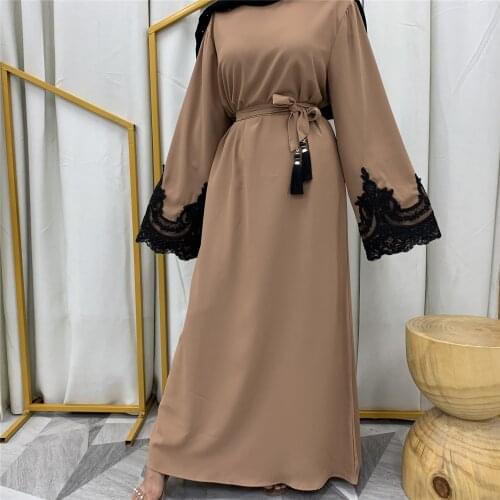 Plus Size Adult Muslim Fashion abaya dubai islamic 5 colors Embroidery abayas with belt F2687 prayer clothing dropship