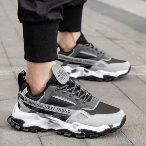 Fish bone Mens Brand Sports Shoes Outdoor Running Shoes Non-slip Hard-Wearing Walking Shoes Fashion Low Man Sneakers