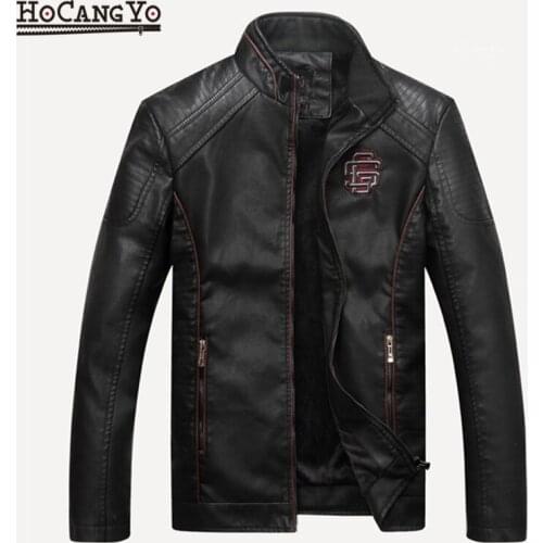 High Quality Men Faux Leather Jacket Plus Size Classic Motorcycle PU Leather Jacket Men Winter Coat Velvet Thick Bomber Jackets
