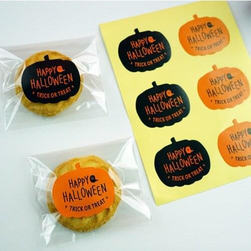 Halloween Gift Sticker Horror Gift Bag Candy Box Stickers Pumpkin Sticker car Window Home Decoration Decal Decor Party