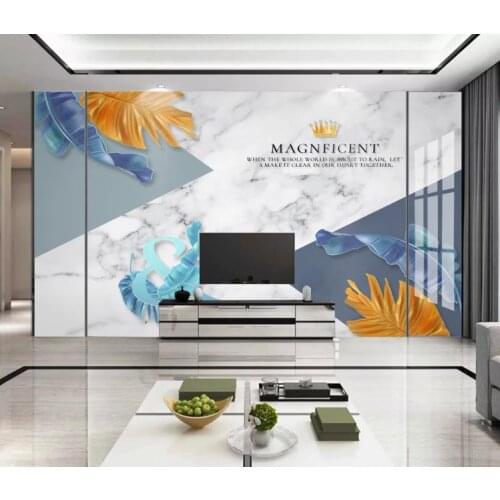 Custom 3d wallpaper mural Abstract geometric tropical rainforest banana leaf living room TV background wall luxury decor