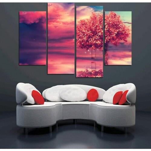 Wall Pictures 4 Piece Hot Sell Scenery Modern Home Decor Canvas Summer Style Print Painting The Wedding Decoration For The House
