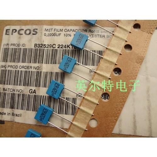 Original new 100% B32529C film capacitor 0.22UF63V 220N63V 224/63V foot distance 5mm (Inductor)