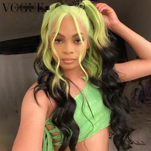 250 Density Lace Front Human Hair Wigs Preplucked Blue Green 613 Pink Ombre Wig Lace Part Glueless Brazilian Hair Wigs For Women