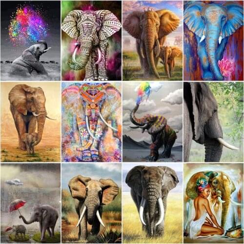 RUOPOTY Acrylic Diy Painting By Numbers Kits Elephant Animals Acrylic Paint On Canvas Drawing Coloring By Numbers For Diy Gift A