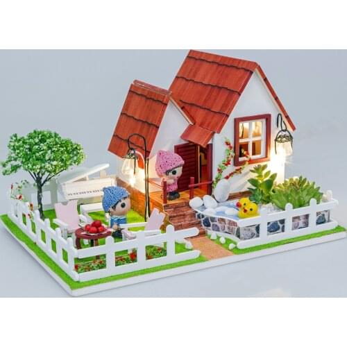 DIY handmade assembly house model romantic holiday with light with dustproof valentines Day gift