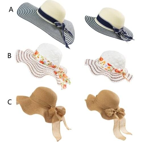 Ladies Panama Straw Wide Brim Hat Womens Girls Beach Sun Straw Hats For Holiday