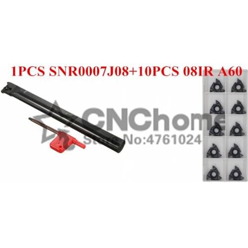 SNR0007J08 CNC Internal thread Turning tool 1pcs + 08IR A60 10pcs 11pcs/set CNC Internal thread Carbide insert