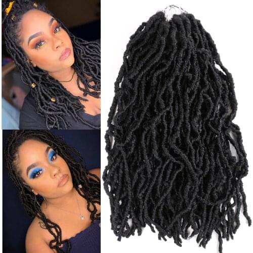 Full Star 18“ 21Strands Nu Faux Locs Crochet Hair Brown Ombre Burgundy Blonde Dreadlocks Hair Extensions Curly Crochet Braids