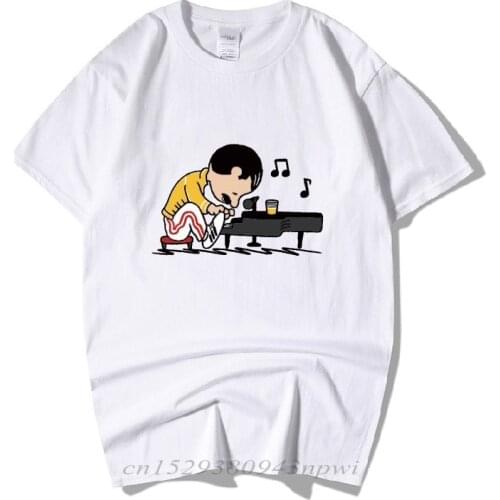 The Queen Band Freddie Mercury Play The Piano Funny T Shirt Men Male Hip Hop Rock Hipster Short Sleeve O Neck Cotton T-Shirt