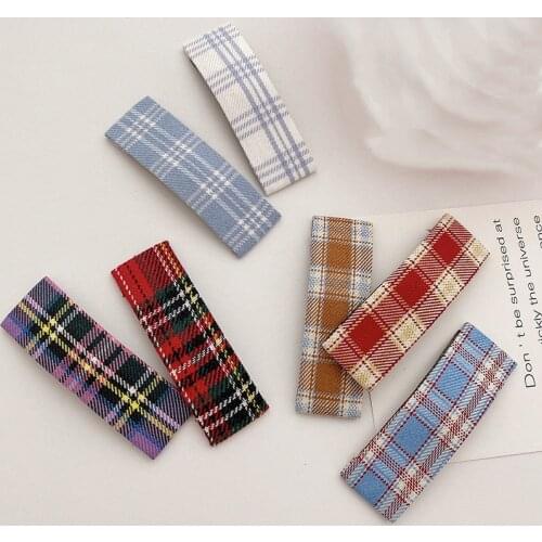 Hot Selling New Style Classic Plaid Hair Decoration Daily Fabric Covered BB Snap Hair Clip Barrette For Girls Women Ladies