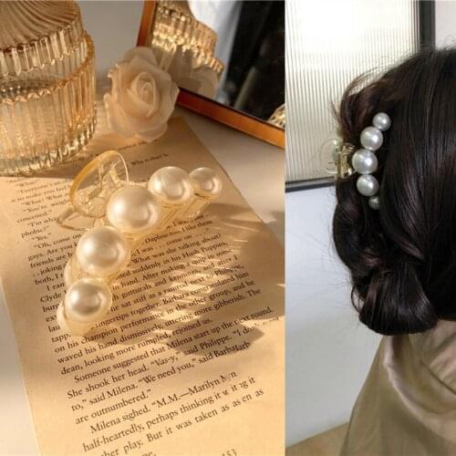 Vintage Elegant Pearls Hair Claws for Women Girls Kids Barrette Hairpin Hair Clips Accessories Wholesale 2021 New Arrival Trend