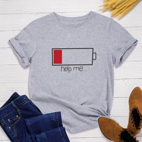 Help Me Recharge Print Women T Shirt Short Sleeve O Neck Loose Women Tshirt Ladies Fashion Tee Shirt Tops Clothes Mujer