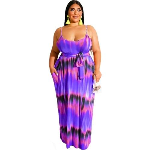 Maxi Dresses for Women Summer 2021 Plus Size Dresses Ruched Multicolored Halter Open Front Waist Corset Women Tie Dye Dress