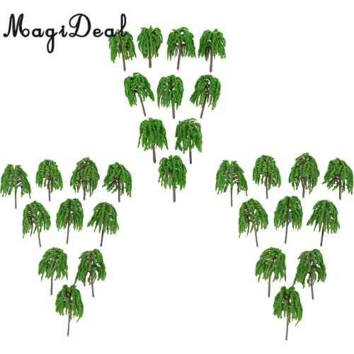 MagiDeal 10Pcs 1:150 Plastic Willow Trees Model Street Train Railway Garden Scenery Scene Building Model Layout Landscape