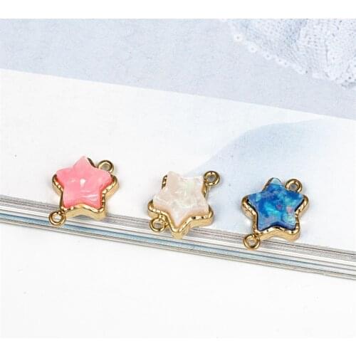 2pcs Small Star Bracelet Connector Resin Jewelry Findings Two Hole Ear drops Charms For Necklace Pendant Women Bijoux Making C41