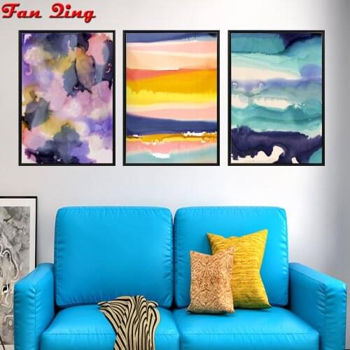 3 pcs 5D DIY Diamond Painting abstract Colorful art painting landscape Full Diamond Embroidery Cross Stitch kit Mosaic